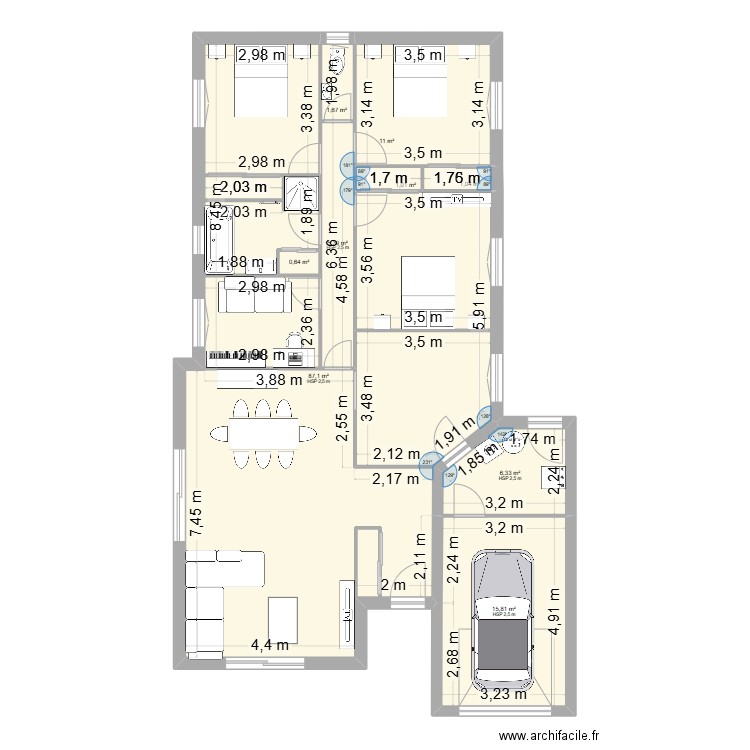 Maison Marine. Plan de 9 pièces et 130 m2