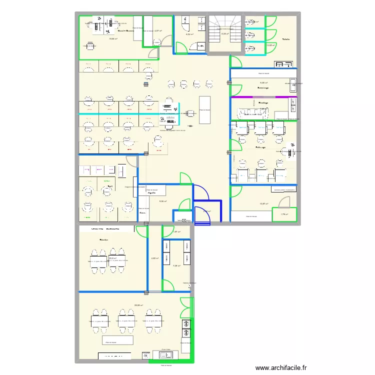 LOCAL TLS 4. Plan de 18  et 329 m²