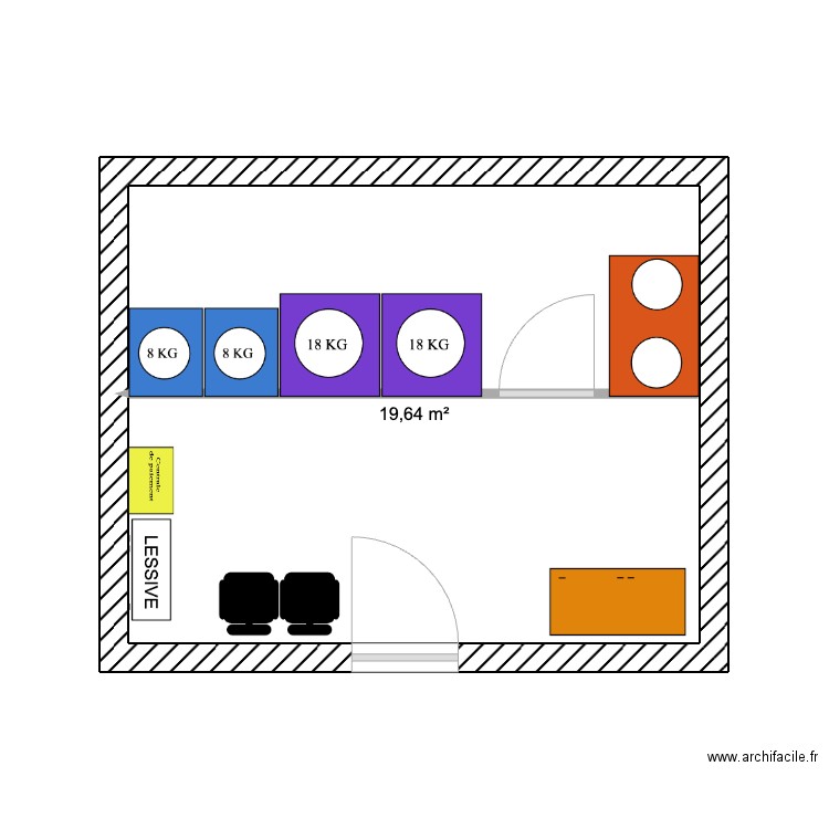 PROJET LAVERIE SARE. Plan de 1 pièce et 20 m2