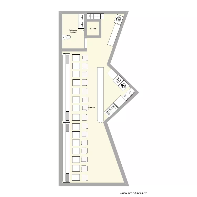 Plan Restau Sauf. Plan de 3  et 58 m²