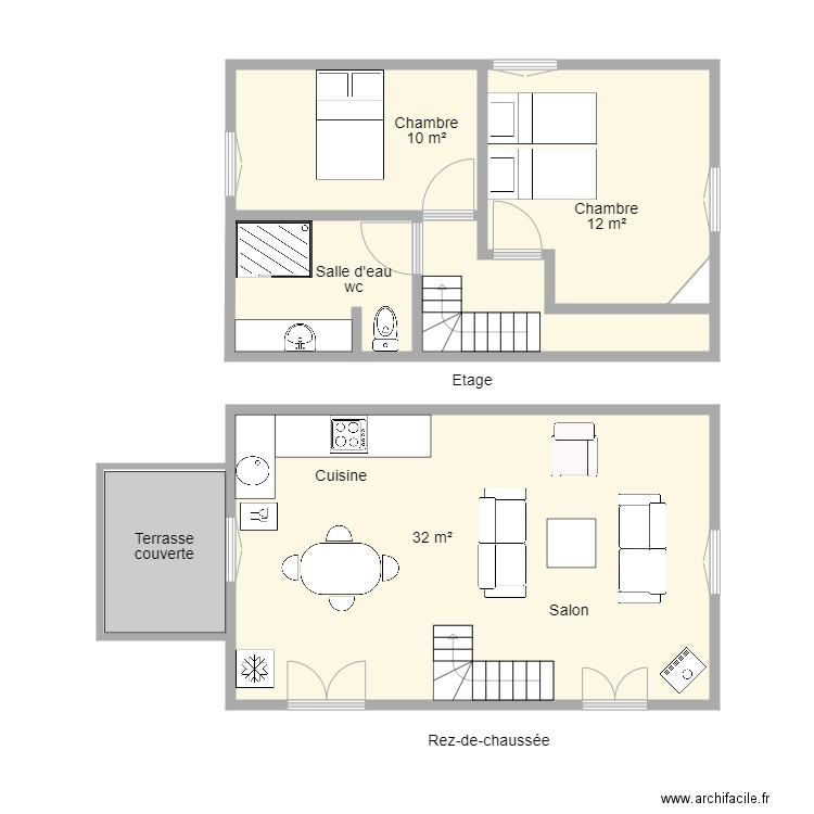 87G8187. Plan de 6 pièces et 62 m2