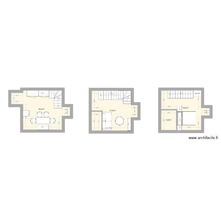 SYL - SJM - Meubles. Plan de 4 pièces et 53 m2