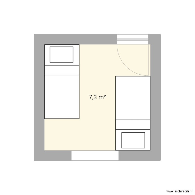Chambre 1 mostakbal . Plan de 1 pièce et 7 m2