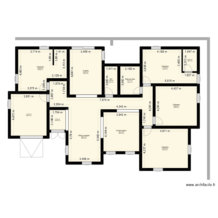 hma ka. Plan de 12 pièces et 185 m2