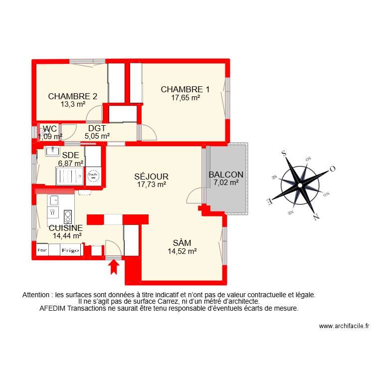BI 32875 -. Plan de 13 pièces et 124 m2