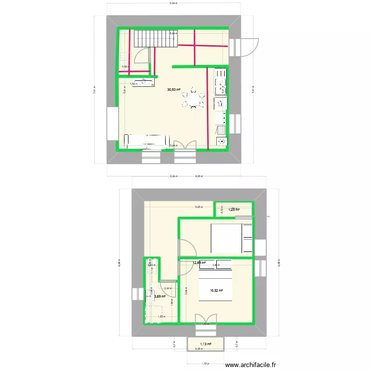manouche fevrier 26. Plan de 6  et 78 m²