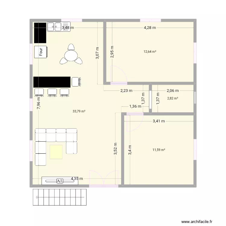 Kash-k1. Plan de 4  et 61 m²