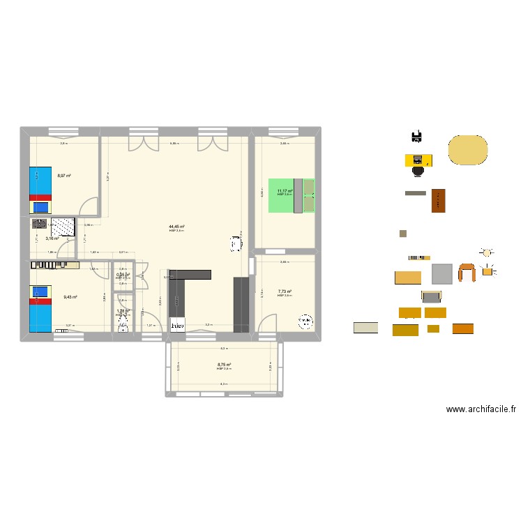 Guenrouet 2026. Plan de 9 pièces et 96 m2