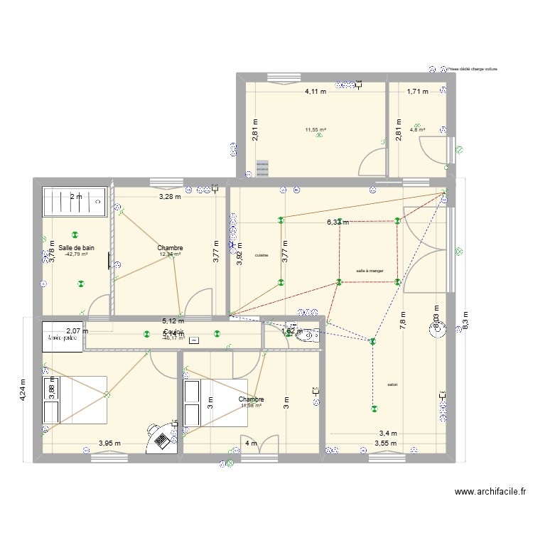 maisonn elec. Plan de 7 pièces et 54 m2