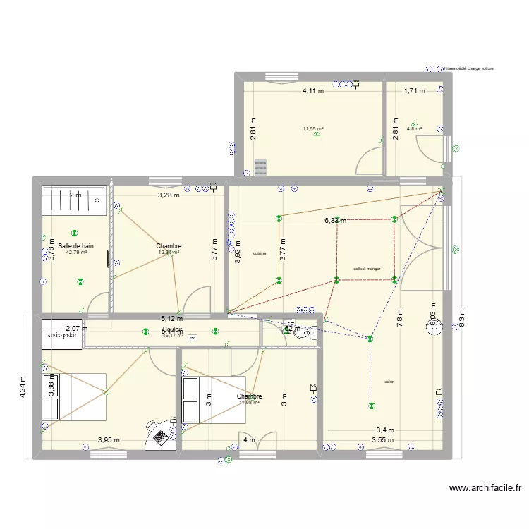 maisonn elec. Plan de 7 pièces et 54 m²