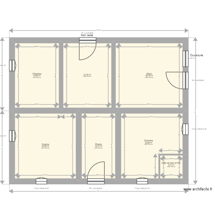  ML24008162  GEUSENS. Plan de 7 pièces et 142 m2