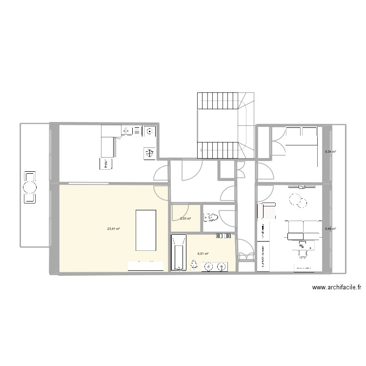 Appartement résidences de France. Plan de 5 pièces et 32 m2