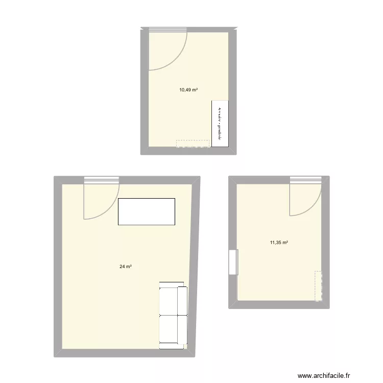 La cote. Plan de 3 et 46 m² La cote. Plan de 3 et 46 m²