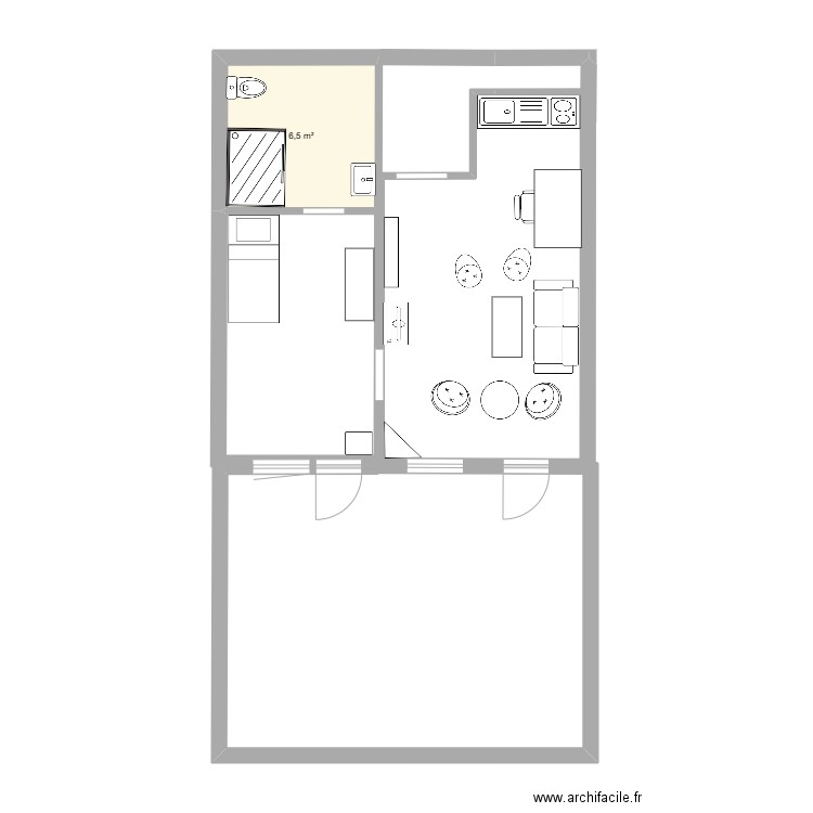 bonne maman. Plan de 1 pièce et 7 m2