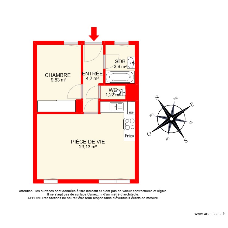BI 24042-. Plan de 8 pièces et 55 m2