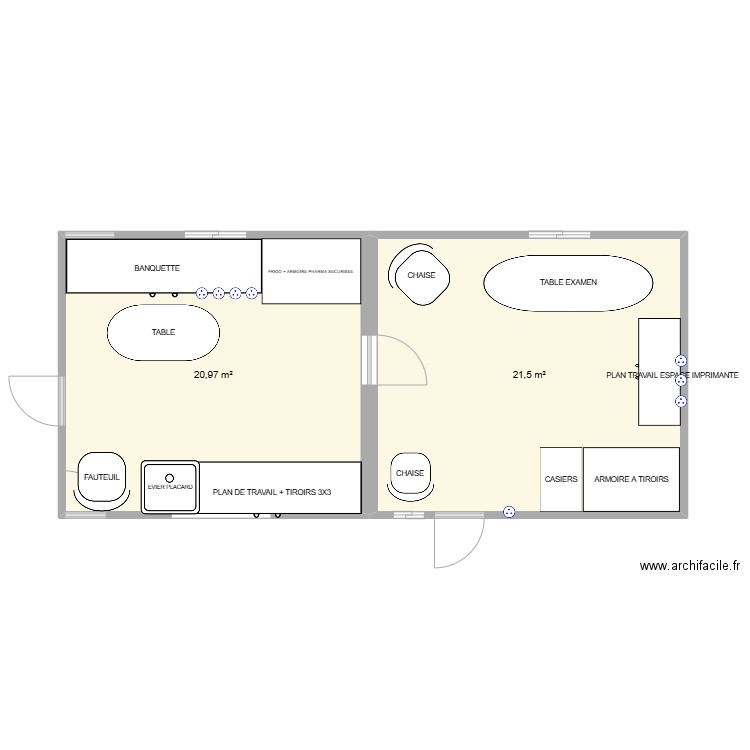 CAMION PASS. Plan de 2 pièces et 42 m2