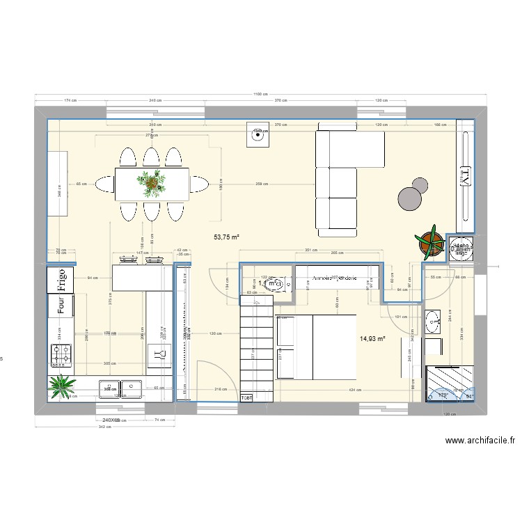MAISON FRANCIS. Plan de 4 pièces et 70 m2