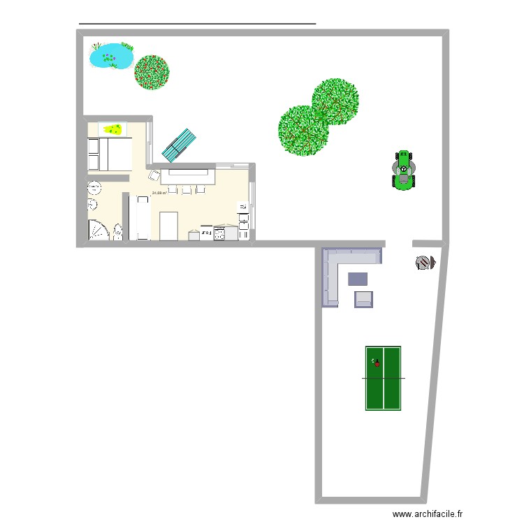 cabane saunier. Plan de 1 pièce et 25 m2
