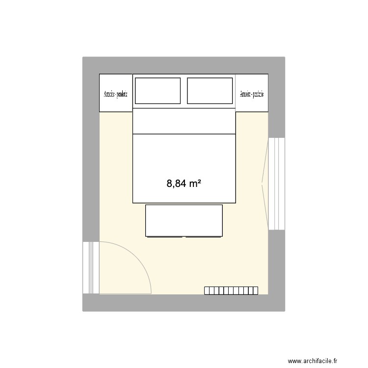 chambre parents. Plan de 1 pièce et 9 m2