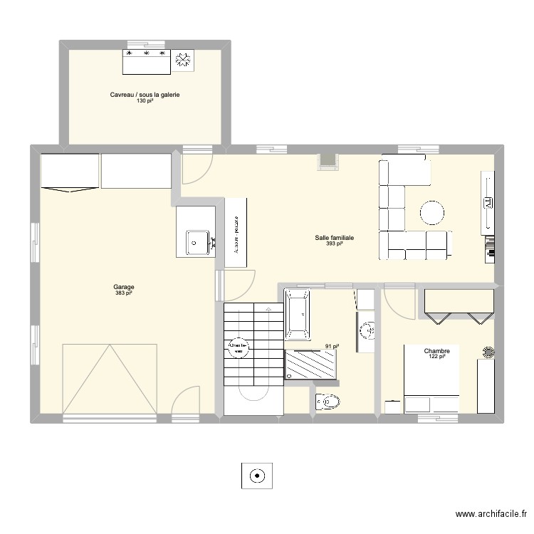 Sous-solv2. Plan de 5 pièces et 104 m2