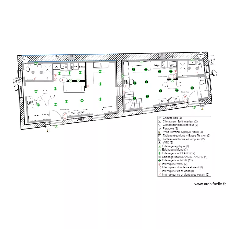 ECLAIRAGE DU T1 ET T2 . Plan de 