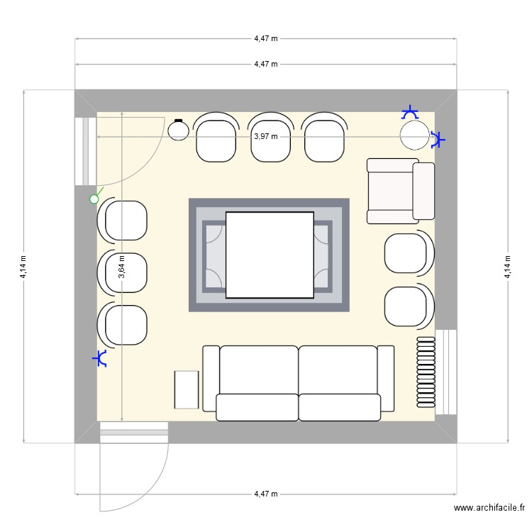 cardiologue. Plan de 1 pièce et 14 m2