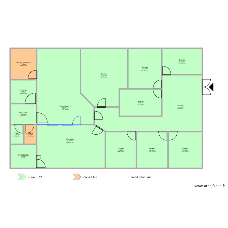 ALBI LESCURE - ERP. Plan de 16 pièces et 210 m2