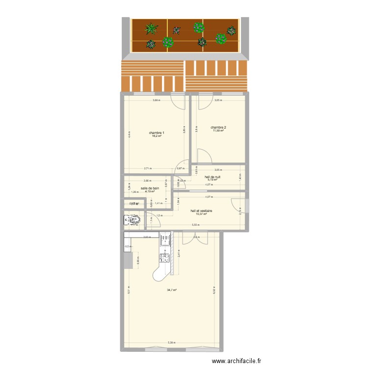 bruxelles. Plan de 8 pièces et 84 m2