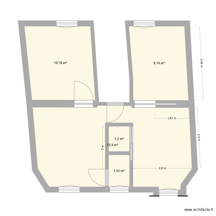 biarritz_V5. Plan de 5 pièces et 46 m2