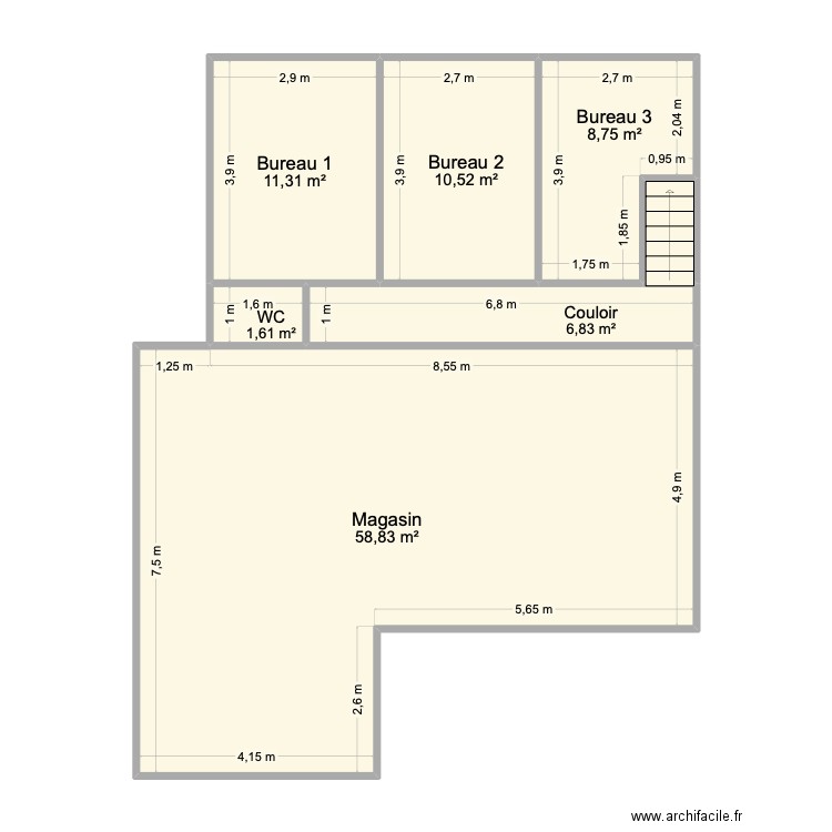 Endless Ride - Magasin. Plan de 7 pièces et 99 m2