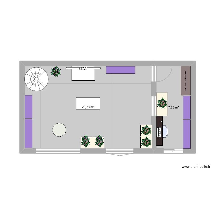 bts. Plan de 2 pièces et 34 m2