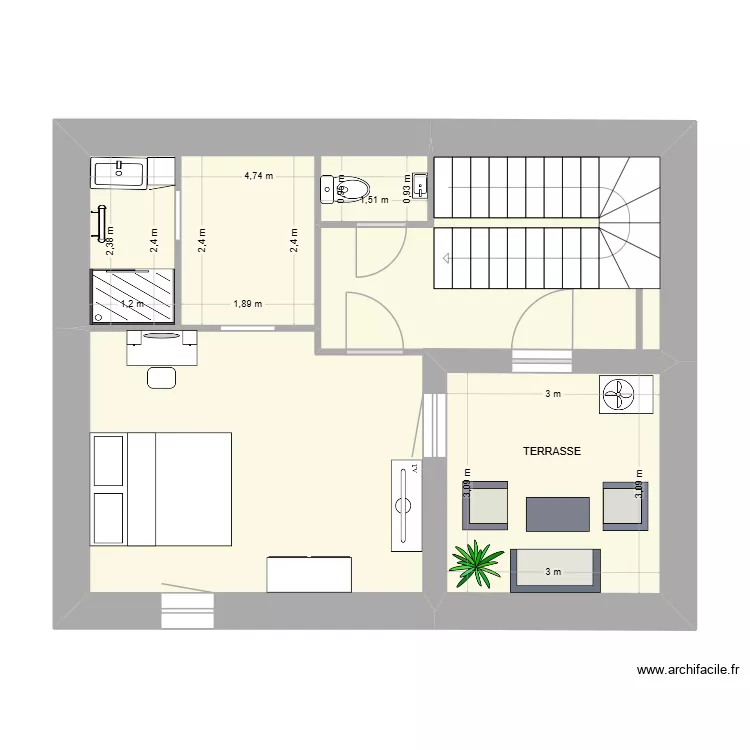 MONTREDON 2&egrave;me &eacute;tage. Plan de 3  et 46 m²