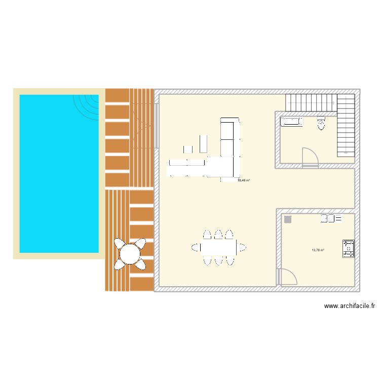 R+1 SIS. Plan de 2 pièces et 92 m2