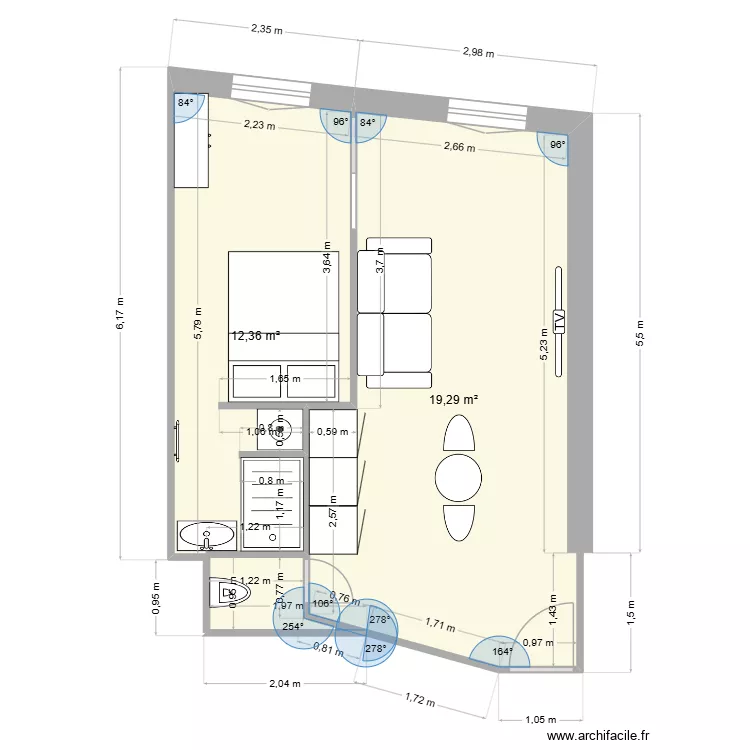 barla 3. Plan de 2  et 32 m²