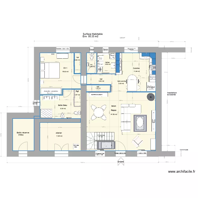 Loft Agrandissement R de C+1m Inversion TV. Plan de 