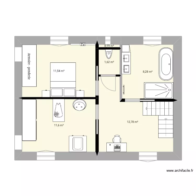 plan LIETOT etage. Plan de 6  et 46 m²