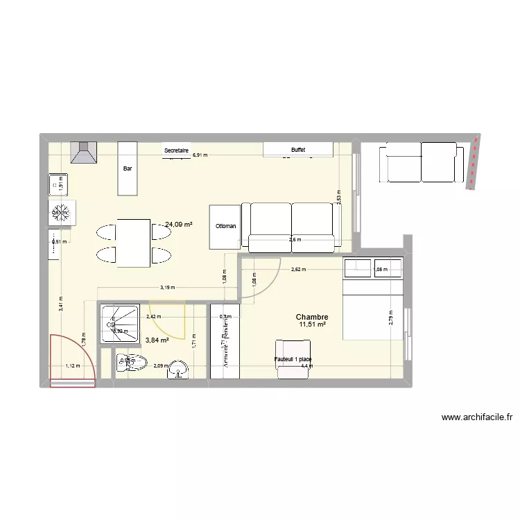Appartement Céline (Partagé). Plan de 4 et 40 m² Appartement Céline (Partagé). Plan de 4 et 40 m²