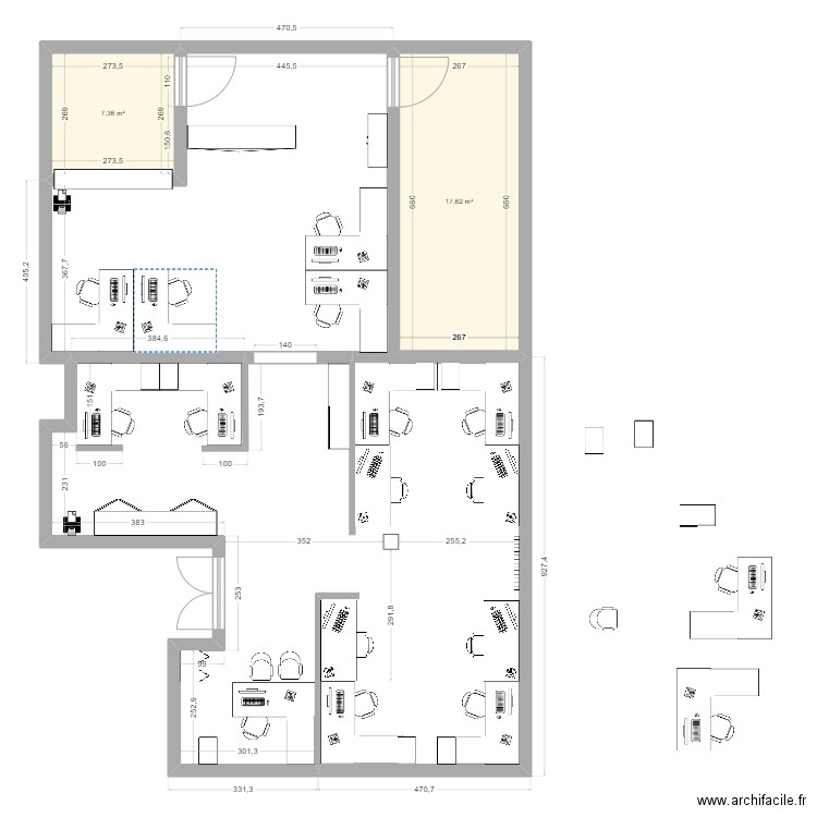 2gr. Plan de 2 pièces et 25 m2