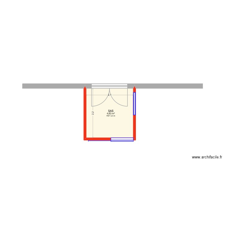 Issou. Plan de 1 pièce et 5 m2