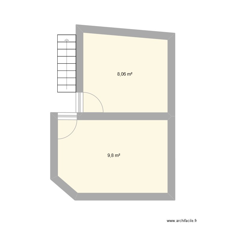 étage. Plan de 2 pièces et 18 m2