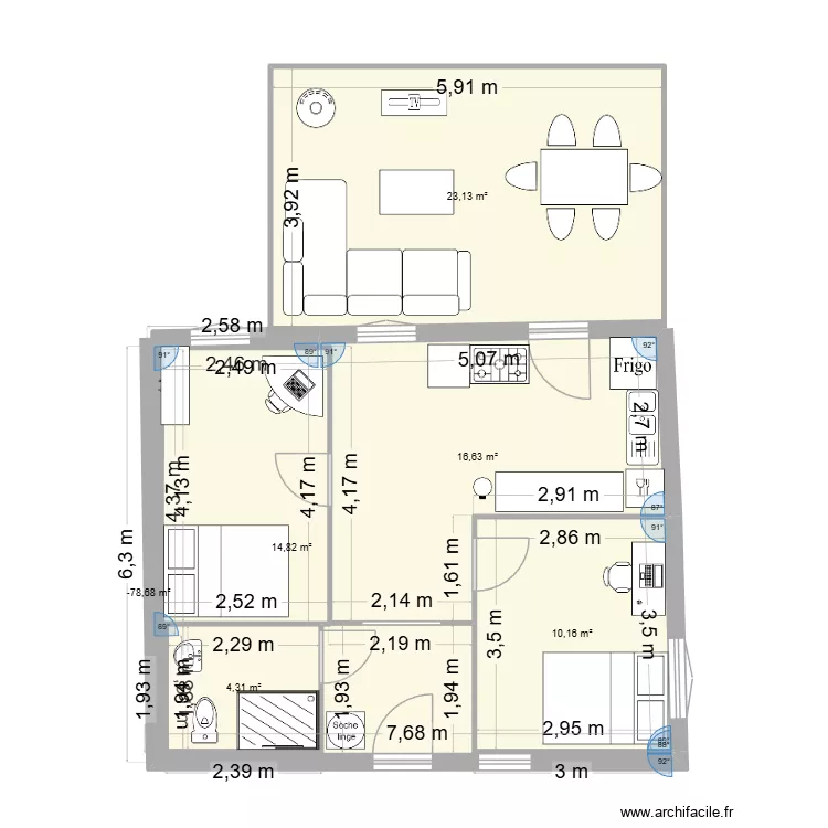 mur-BigZimmer. Plan de 