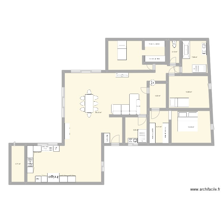 Maison 2. Plan de 9 pièces et 151 m2