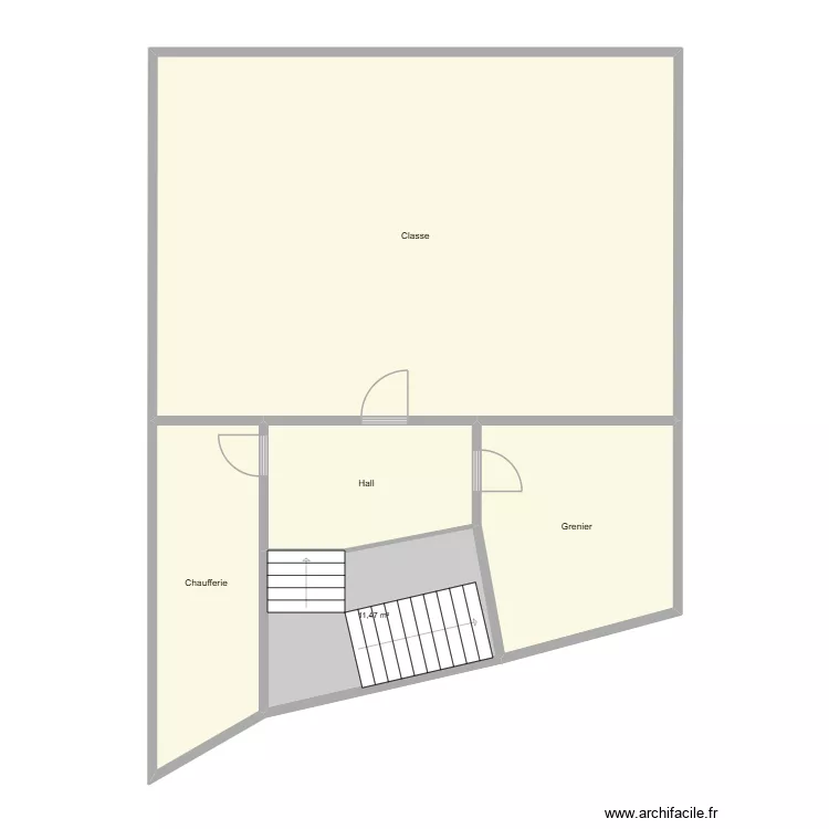 ISJB-Maternelle-2&egrave;me &eacute;tage. Plan de 5  et 118 m²