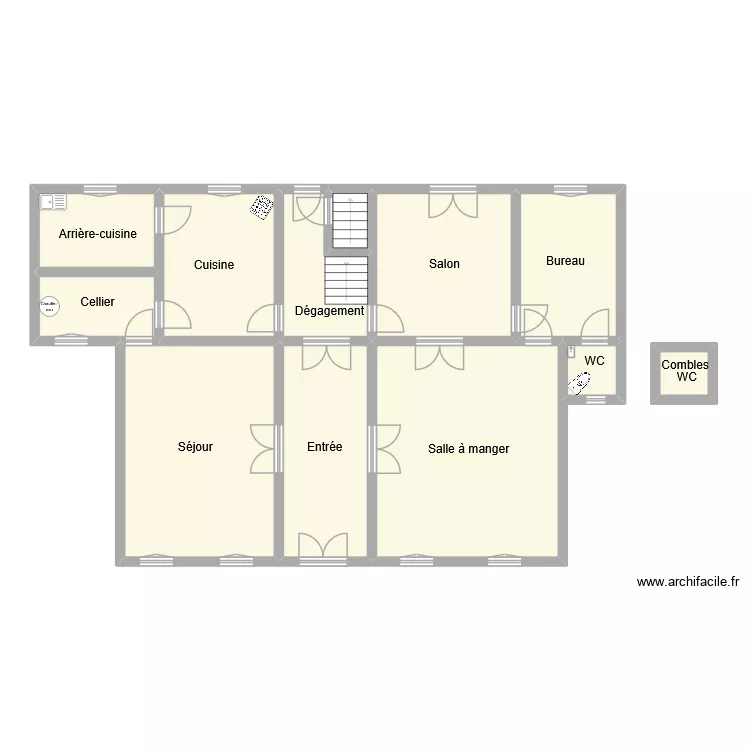 burge rdc. Plan de 12 Pièces et 143 m²