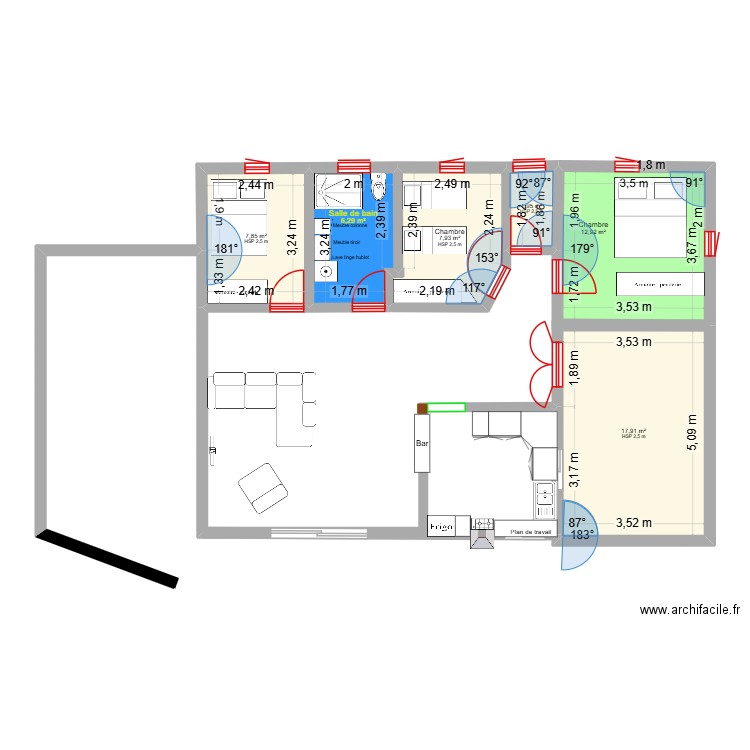 Maison 60 jours BOUBOUNE. Plan de 6 pièces et 55 m2