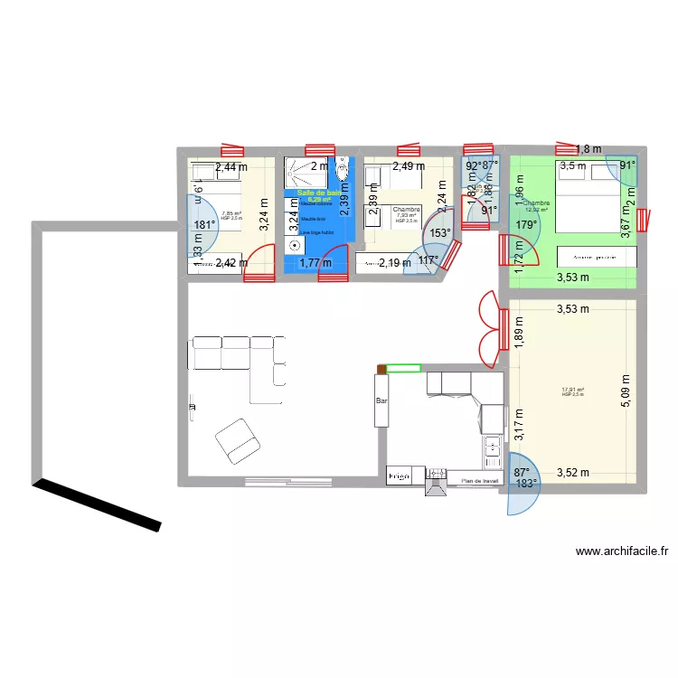 Maison 60 jours BOUBOUNE. Plan de 6 pièces et 55 m²