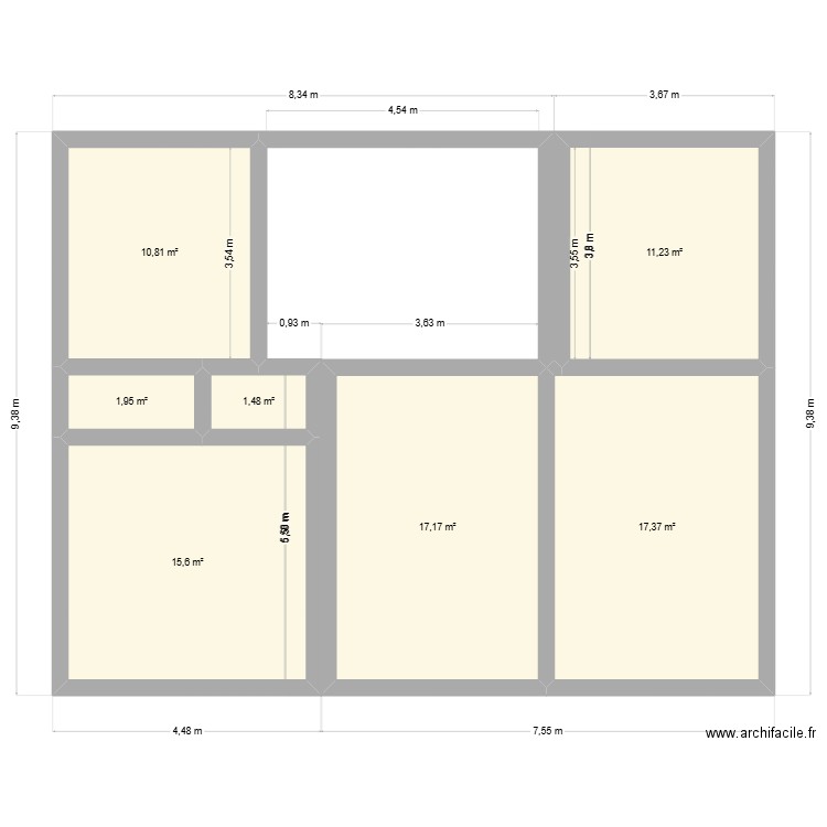 GODIN. Plan de 7 pièces et 76 m2