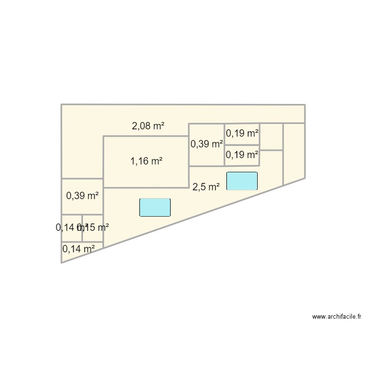 Version avec extensions seulement. Plan de 10 pièces et 7 m2