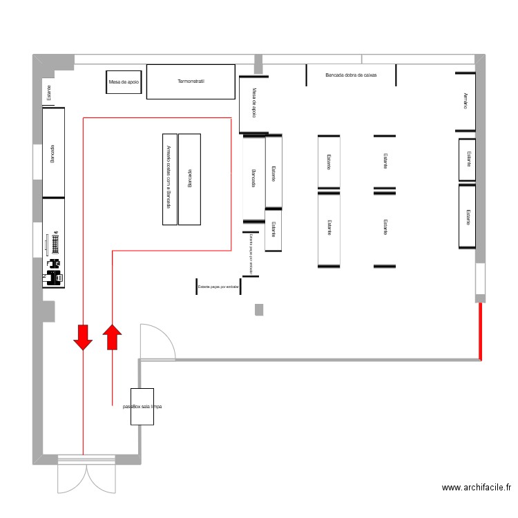 Embalagem final Extenção bancada 1. Plan de 1 pièce et 97 m2