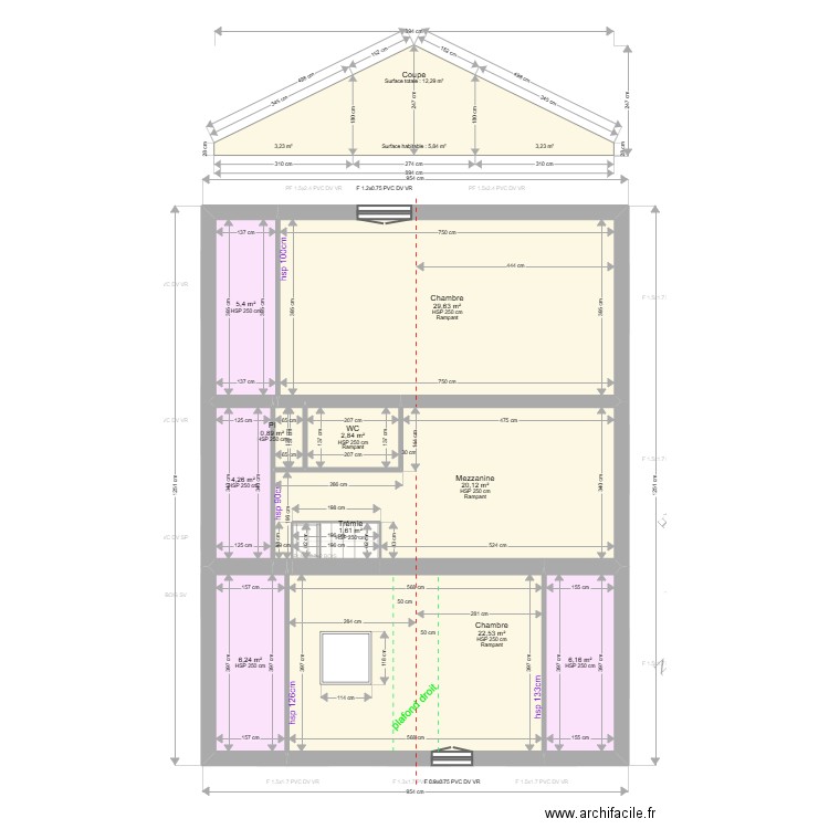 LATISSIERE. Plan de 21 pièces et 295 m2